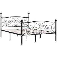 Berkfield Home Bed Frame with Slatted Base Black Metal 140x200 cm