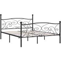 Berkfield Home Bed Frame with Slatted Base Black Metal 180x200 cm Super King