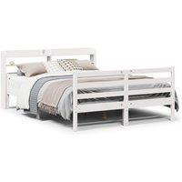Berkfield Home Bed Frame with Headboard without Mattress White 135x190 cm Double