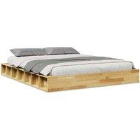 Berkfield Home Bed Frame without Mattress 140x190 cm Solid Wood Oak in Brown