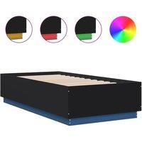 Berkfield Home Bed Frame with LED without Mattress Black 90x190 cm Single