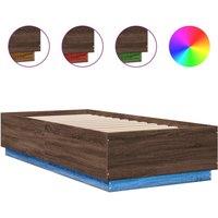 Berkfield Home Bed Frame with LED without Mattress Brown Oak 90x200 cm