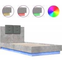 Berkfield Home Bed Frame with LED without Mattress Concrete Grey 100x200 cm