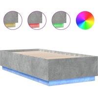 Berkfield Home Bed Frame with LED without Mattress Concrete Grey 100x200 cm