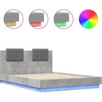Berkfield Home Bed Frame with LED without Mattress Concrete Grey 150x200 cm King Size