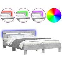 Berkfield Home Bed Frame with LED without Mattress Concrete Grey 150x200 cm King Size
