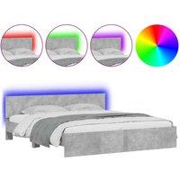 Berkfield Home Bed Frame with LED without Mattress Concrete Grey 200x200 cm
