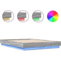 Berkfield Home Bed Frame with LED without Mattress Grey Sonoma 120x200 cm | Size: Small Double