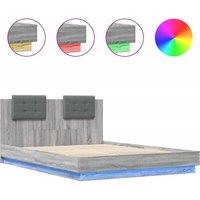 Berkfield Home Bed Frame with LED without Mattress Grey Sonoma 120x200 cm | Size: Small Double