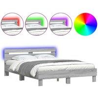 Berkfield Home Bed Frame with LED without Mattress Grey Sonoma 150x200 cm King Size