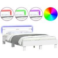 Berkfield Home Bed Frame with LED without Mattress White 120x200 cm | Size: Small Double