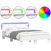 Berkfield Home Bed Frame with LED without Mattress White 135x190 cm Double