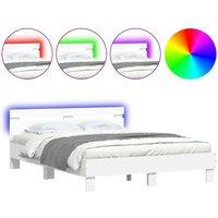 Berkfield Home Bed Frame with LED without Mattress White 140x200 cm