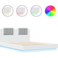 Berkfield Home Bed Frame with LED without Mattress White 150x200 cm King Size