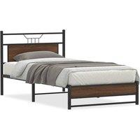 Berkfield Home Bed Frame without Mattress Brown Oak 100x200 cm Engineered Wood