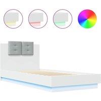 Berkfield Home Bed Frame with LED without Mattress White 90x200 cm