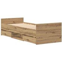 Berkfield Home Bed Frame without Mattress Artisan Oak 75x190 cm Engineered Wood in Beige