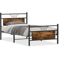 Berkfield Home Bed Frame without Mattress Smoked Oak 100x190 cm Engineered Wood in Brown