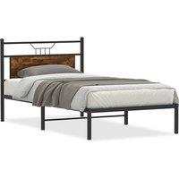 Berkfield Home Bed Frame without Mattress Smoked Oak 100x190 cm Engineered Wood in Brown
