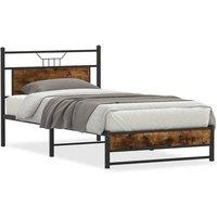 Berkfield Home Bed Frame without Mattress Smoked Oak 100x200 cm Engineered Wood in Brown