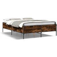 Berkfield Home Bed Frame without Mattress Smoked Oak 120x200 cm in Brown | Size: Small Double