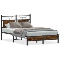 Berkfield Home Bed Frame without Mattress Smoked Oak 120x200 cm Engineered Wood in Brown | Size: Small Double