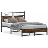 Berkfield Home Bed Frame without Mattress Smoked Oak 120x200 cm Engineered Wood in Brown | Size: Small Double