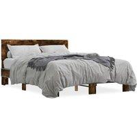 Berkfield Home Bed Frame without Mattress Smoked Oak 140x200 cm in Brown