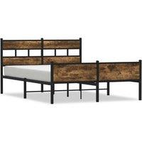 Berkfield Home Bed Frame without Mattress Smoked Oak 140x200 cm Engineered Wood in Brown