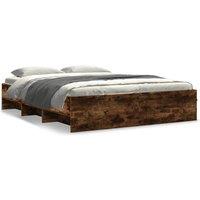 Berkfield Home Bed Frame without Mattress Smoked Oak 160x200 cm Engineered Wood in Brown