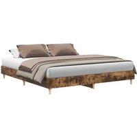 Berkfield Home Bed Frame without Mattress Smoked Oak 160x200cm Engineered Wood in Brown | Size: 160x200 cm