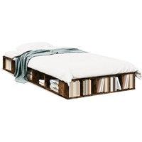 Berkfield Home Bed Frame without Mattress Smoked Oak 75x190 cm Small Single in Brown