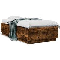 Berkfield Home Bed Frame without Mattress Smoked Oak 90x190 cm Single in Brown