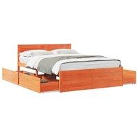 Berkfield Home Bed Frame without Mattress Wax Brown 120x200 cm Solid Wood Pine | Size: Small Double