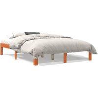 Berkfield Home Bed Frame without Mattress Wax Brown 135x190 cm Double Solid Wood Pine