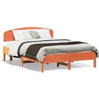 Berkfield Home Bed Frame without Mattress Wax Brown 135x190 cm Double Solid Wood Pine
