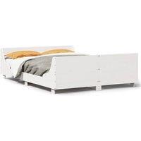 Berkfield Home Bed Frame without Mattress White 135x190 cm Double Solid Wood Pine