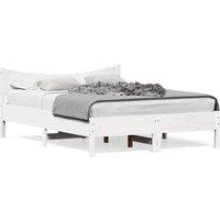Berkfield Home Bed Frame without Mattress White 135x190 cm Double Solid Wood Pine