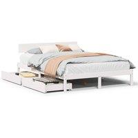 Berkfield Home Bed Frame without Mattress White 135x190 cm Double Solid Wood Pine