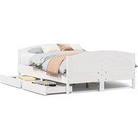 Berkfield Home Bed Frame without Mattress White 135x190 cm Double Solid Wood Pine