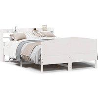 Berkfield Home Bed Frame without Mattress White 135x190 cm Double Solid Wood Pine