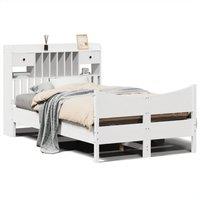 Berkfield Home Bed Frame without Mattress White 135x190 cm Double Solid Wood Pine