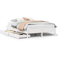 Berkfield Home Bed Frame without Mattress White 135x190 cm Double Solid Wood Pine