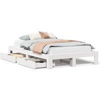 Berkfield Home Bed Frame without Mattress White 135x190 cm Double Solid Wood Pine