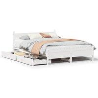 Berkfield Home Bed Frame without Mattress White 135x190 cm Double Solid Wood Pine