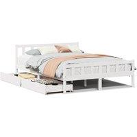 Berkfield Home Bed Frame without Mattress White 150x200 cm King Size Solid Wood Pine