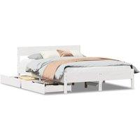 Berkfield Home Bed Frame without Mattress White 150x200 cm King Size Solid Wood Pine
