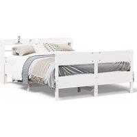 Berkfield Home Bed Frame without Mattress White 150x200 cm King Size Solid Wood Pine