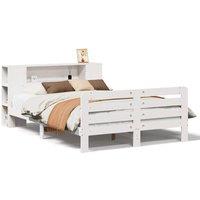 Berkfield Home Bed Frame without Mattress White 150x200 cm King Size Solid Wood Pine