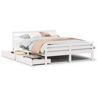 Berkfield Home Bed Frame without Mattress White 150x200 cm King Size Solid Wood Pine